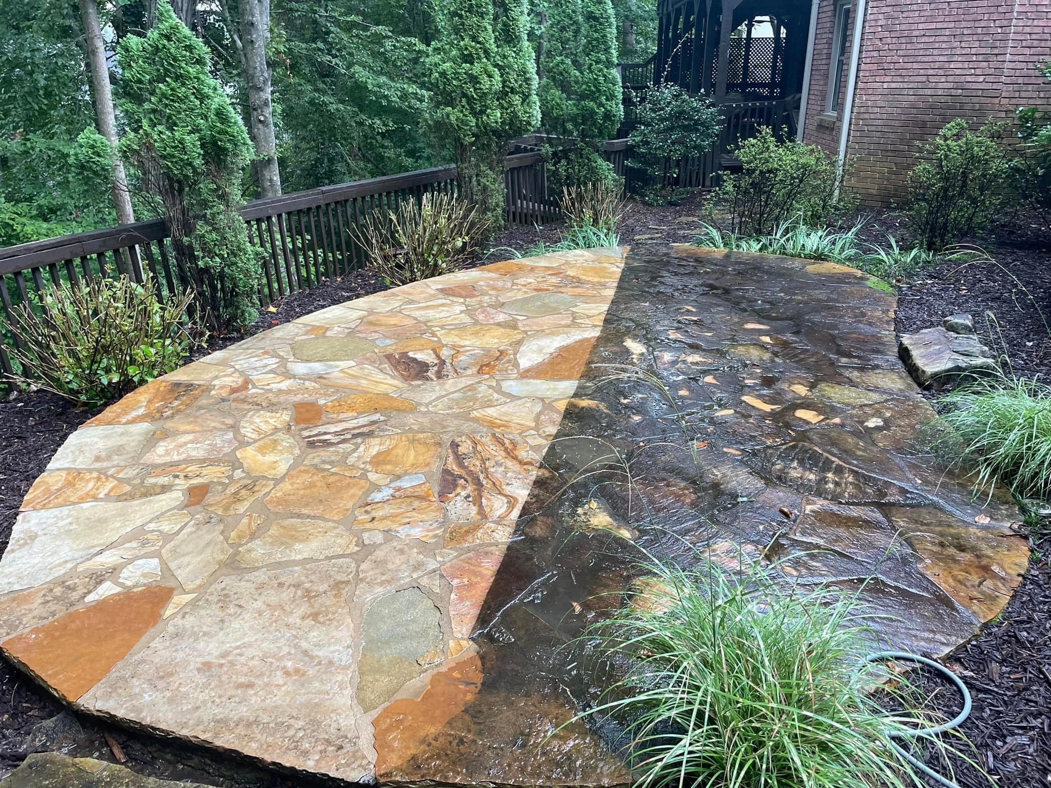 Patio cleaning before and after